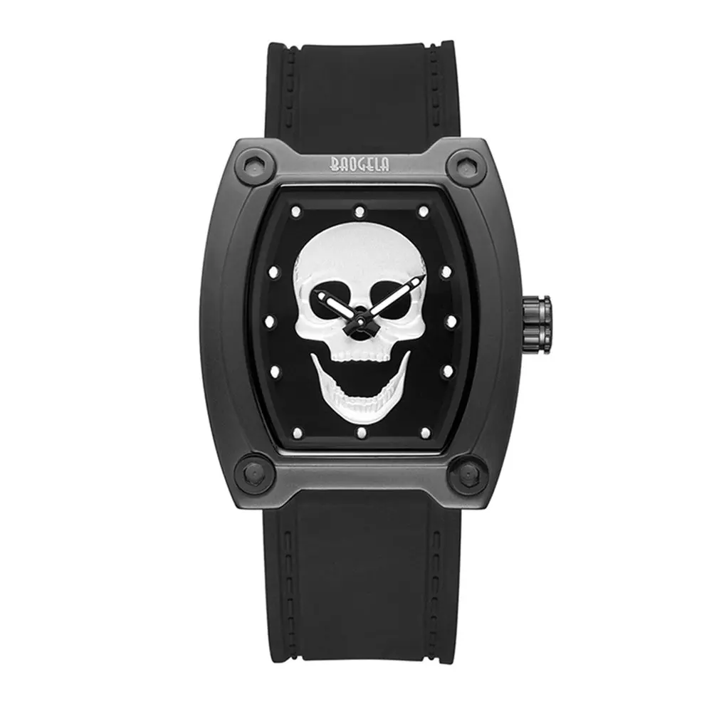 

Skeleton Watch Men's Watch Human Wine Barrel Dial Silicone Band Quartz Watch Casual Watch