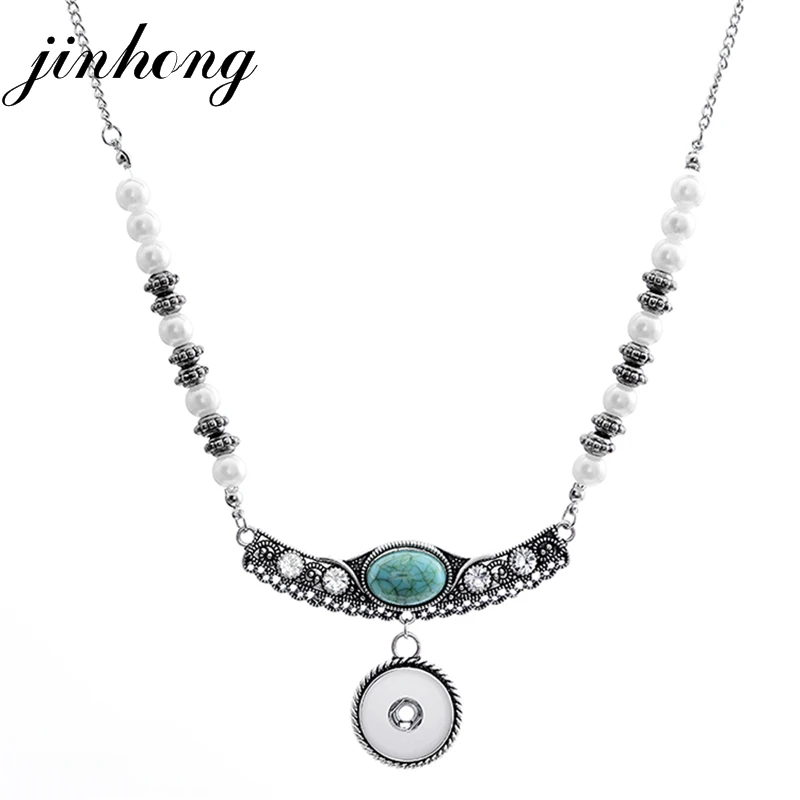 JINHONG New Snap Button Necklace Crystal Pendant with Chains for Women Fit 18mm Snaps Jewelry B678x3 | Украшения и аксессуары