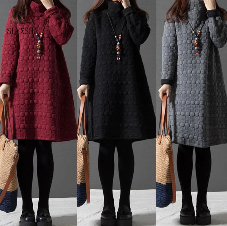 Robes de maternité à col roulé | Épais, pour femmes enceintes, vêtements de maternité, grande taille, collection automne et hiver 2020