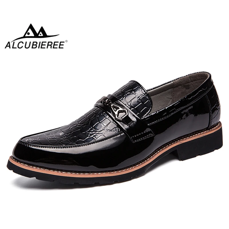 

ALCUBIEREE Mens Fashion Buckle Dress Shoes Italian Handmade Men Formal Shoes Adult Business Leather Moccasins Casual Loafers
