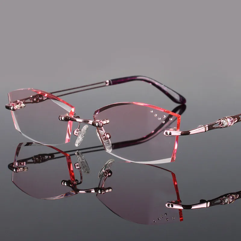 2018 lady fashion pure titanium rimless eyeglasses frames women