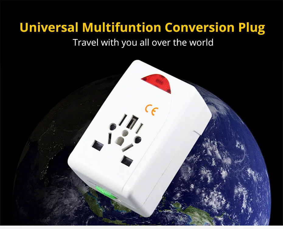 Wallpad 2019 Лидер продаж Универсальный Multi функция Plug Электрический разъем с 2 USB быстрая зарядка 5 в 2100MA CE ЕС, США, AU, Великобритании Путешествия