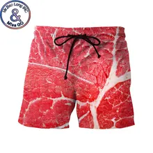 Быстросохнущие летние пляжные шорты-боксеры с смешной бекон и принтом мяса, брендовые 3D шорты, мужские повседневные шорты мужские