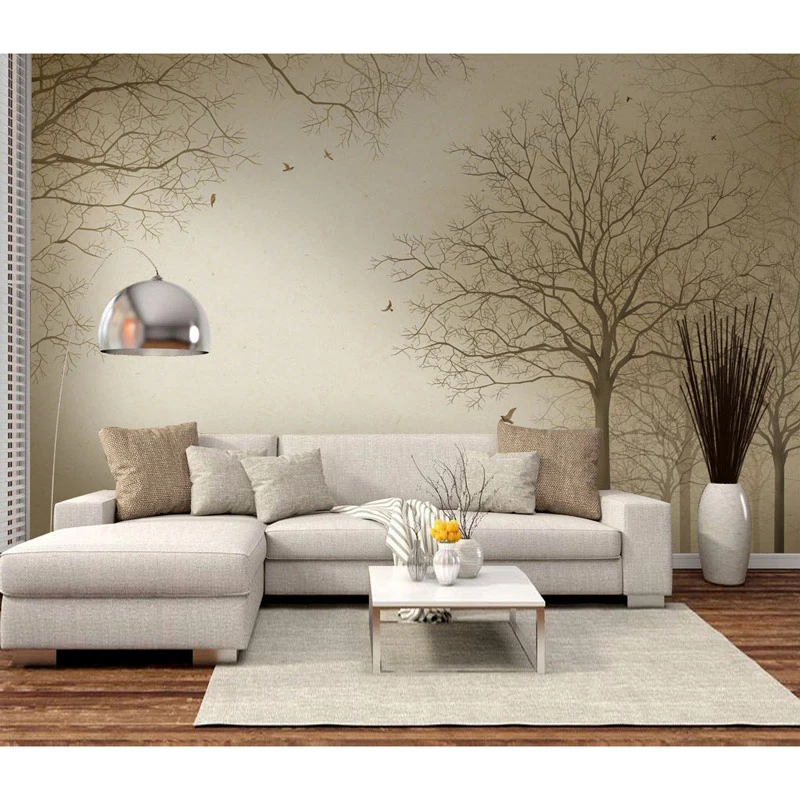 Carta Da Parati Moderna Albero Di Paesaggio Foto Murale Carta Da Parati Soggiorno Camera Da Letto Carta Da Parati 3d Auto Adesivo In Vinile Di Seta Carta Da Parati Wallpapers Aliexpress