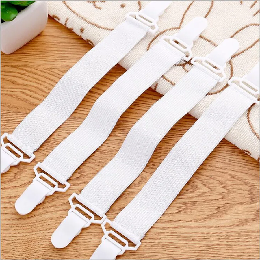 

Hot Sale 4Pcs/set Elastic Bed Sheet Mattress Cover Blankets Grippers Clip Holder Fasteners Set Home Textiles White