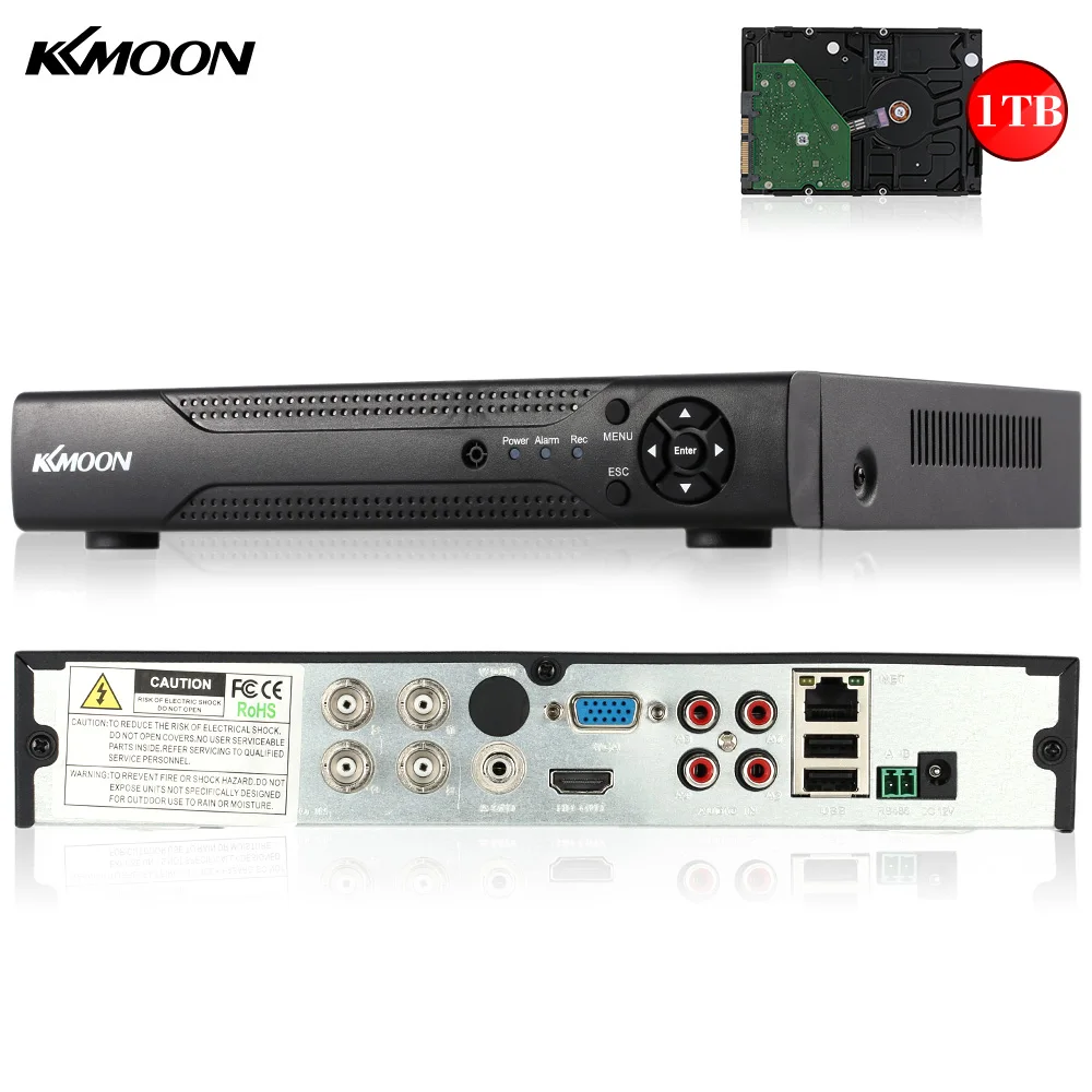 KKmoon Full 1080N/720P 4CH AHD DVR HVR NVR+ 1 ТБ Seagate HDD P2P ONVIF HDMI 4CH DVR рекордер для камера системы безопасности HD CCTV система