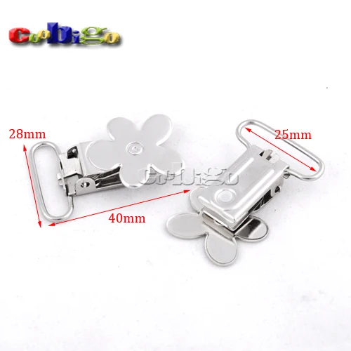 

10pcs Pack 1"(25mm) Flower Shape Suspender Clip Adjustable Clip-on Unisex Suspenders #FLQ175-25