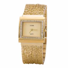 CUSSI новые прямоугольные женские часы Роскошные Стразы браслет часы Модные кварцевые наручные часы relogio feminino