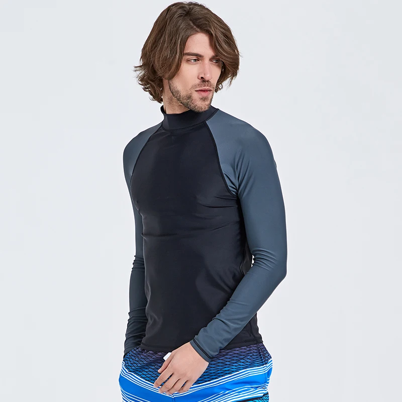 SBART الرجال كم طويل Rashguards قمم ليكرا الغوص إركب الرياح تصفح المضادة للأشعة فوق البنفسجية السباحة بذلة قميص الغوص تي شيرت لتصفح