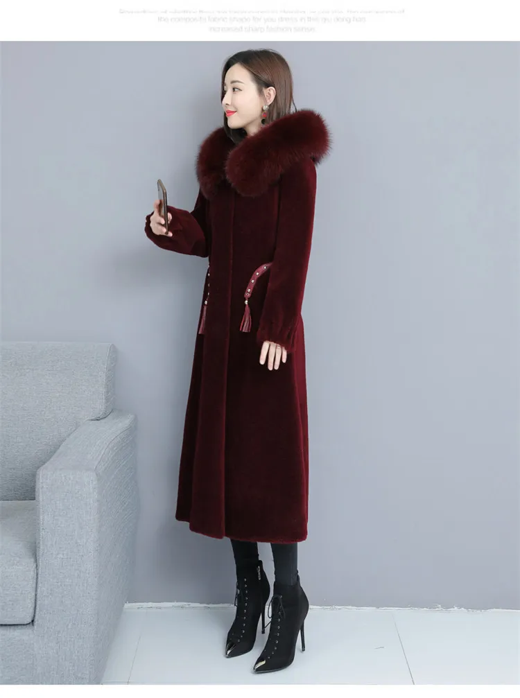 M-4XL, Новое Женское пальто из стриженой овцы, зима, модная куртка с капюшоном и воротником из лисьего меха, утолщенная верхняя одежда для женщин