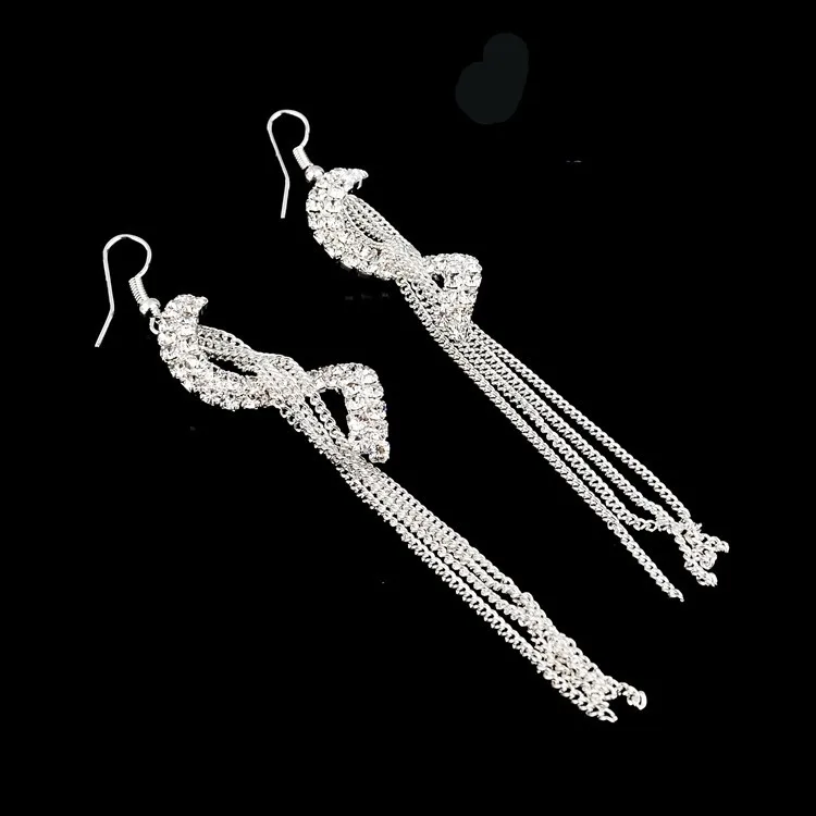 New S-Shape Long Tassel Drop Earrings Stones For Women, Fashion Jewelry ...