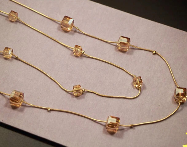 Panjang Emas Kristal Bijoux Mujer 3