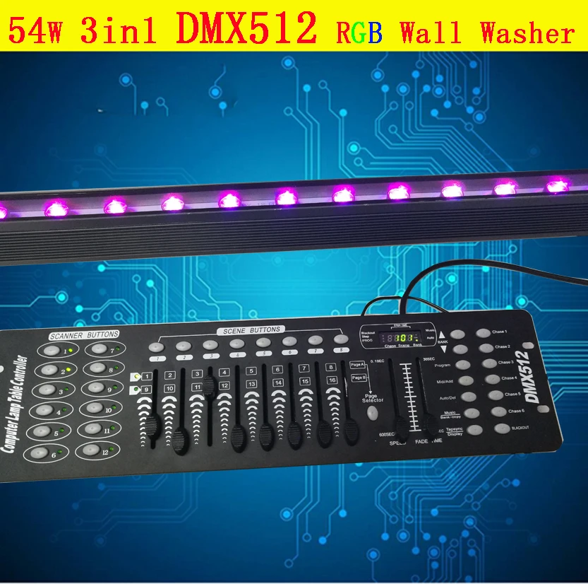 54 Вт DMX512 Шайба стены свет 36 Вт DC24V rgb водонепроницаемый жесткая Пейзаж лампы 3 в 1 bridgelux фишек DHL Fre