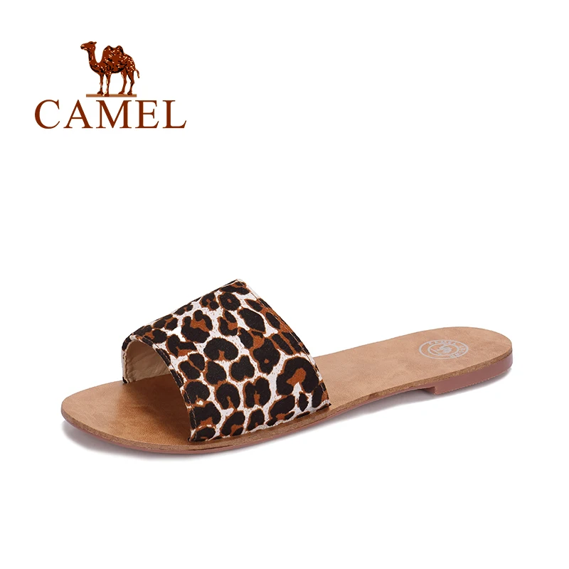 

CAMEL Women's Slippers Slingback Thick Sole Women Shoes Summer Flats Fashion Black White Leopard Cloth Shoe Woman