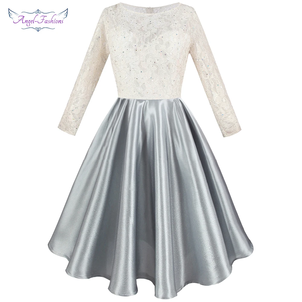 Женское платье с длинным рукавом Angel fashions кружевное для выпускного вечера