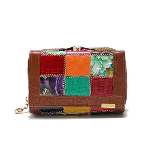 Qianxilu брендовый модный кошелек из натуральной кожи в стиле пэчворк женский маленький кошелек женский короткий дизайн - Цвет: Коричневый