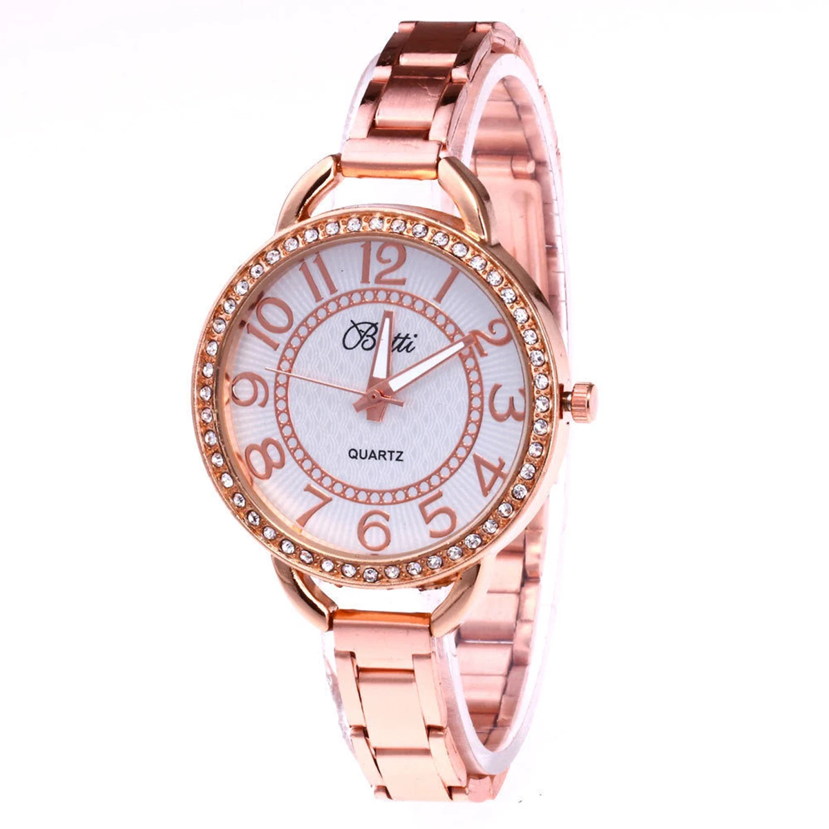 Fashion Women Ladies Slim Stainless Steel Band Watches Casual Rose Gold Crystal Quartz Wrist