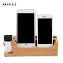JEREFISH натуральная бамбуковая зарядная док-станция кронштейн подставка держатель для телефона Apple iPhone 6 S Plus 7 Plus для i watch