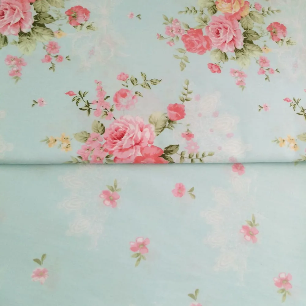 Low Price 100 Cotton Fresh Elegant Blue Floral Pastoral Flower