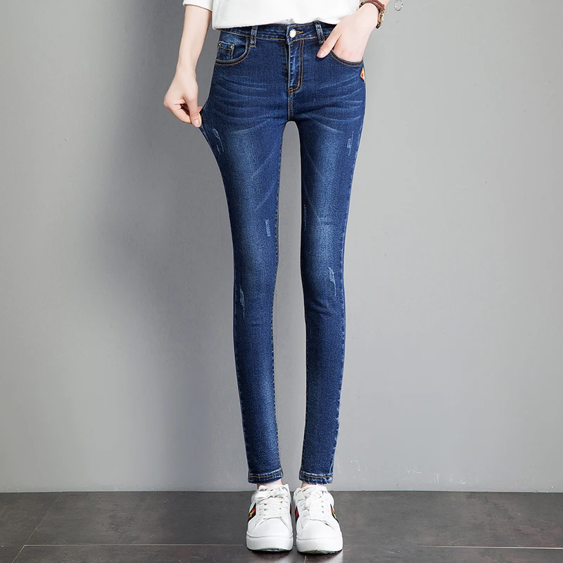 

CTRLCITY Jeans Female Denim Pants Womens Jeans Scratched Stretch Bottoms Feminino Skinny Pants For Women Trousers