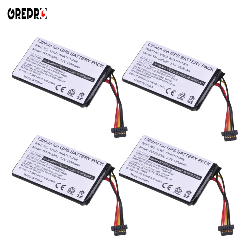 GREPRO 4 шт 1200 mAh gps Батарея AHA11111008 VFAD для TomTom 4FL50 4FL60 Go 5000 GO 5100 Go 6000 GO 6100 PRO грузовик 5250 bateria