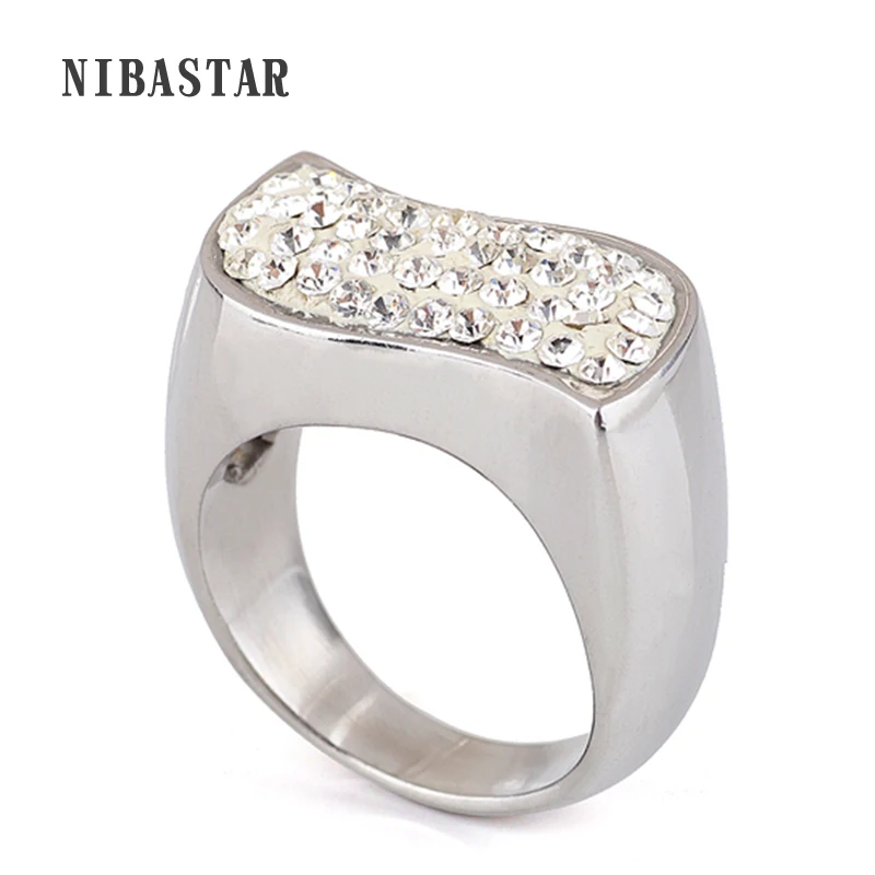 

Luxury Jewelry Sz 6-9 White Cubic Zirconia Womens Wedding Stainless Steel Engagement Rings For Women Ring