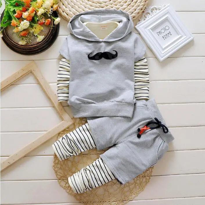 

Newest 2017 Autumn Baby Girls boys Clothing Set toddler Infant/Clothes Sets Kids casual Lovely beard 3 Pcs Sets Children Suits