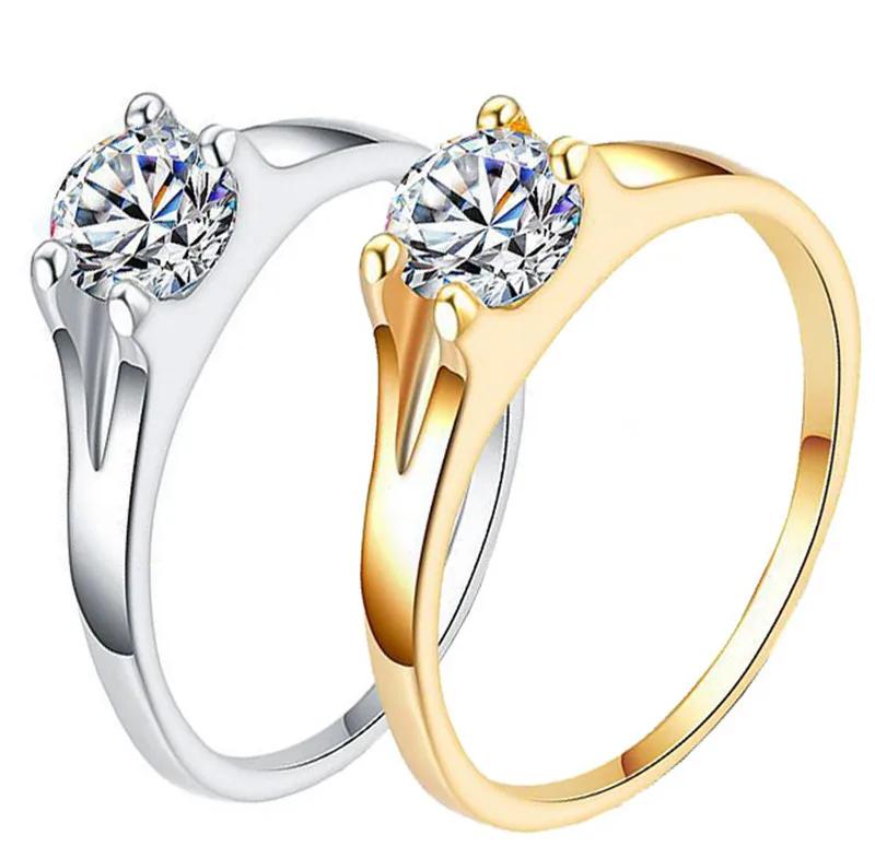 

1.5mm Romantic CZ Couple Rings For Women Men Wedding Jewelry Wedding Bands Gold/Silver Simple Couple Lover's Rings
