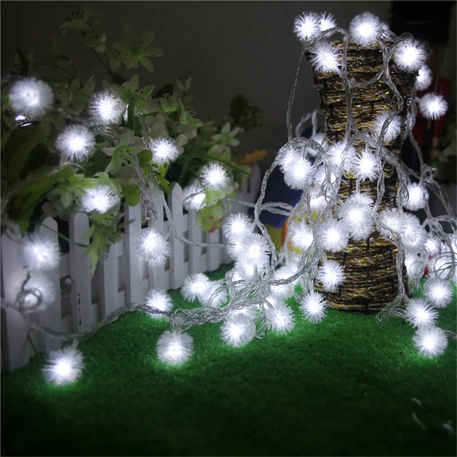 10M-100pcs-Ball-LED-String-Fairy-Light-Garland-Furry-Snow-Ball-Edelweiss-Christmas-String-Lights-Outdoor