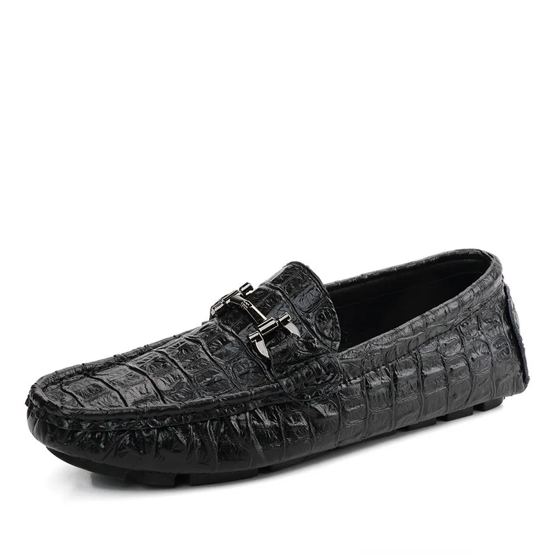 Hommes Alligator Sur Glissement En Black dark white Blue Style brown Cuir Casual Conduite Relief Mocassins Chaussures vg7yY6Ibf