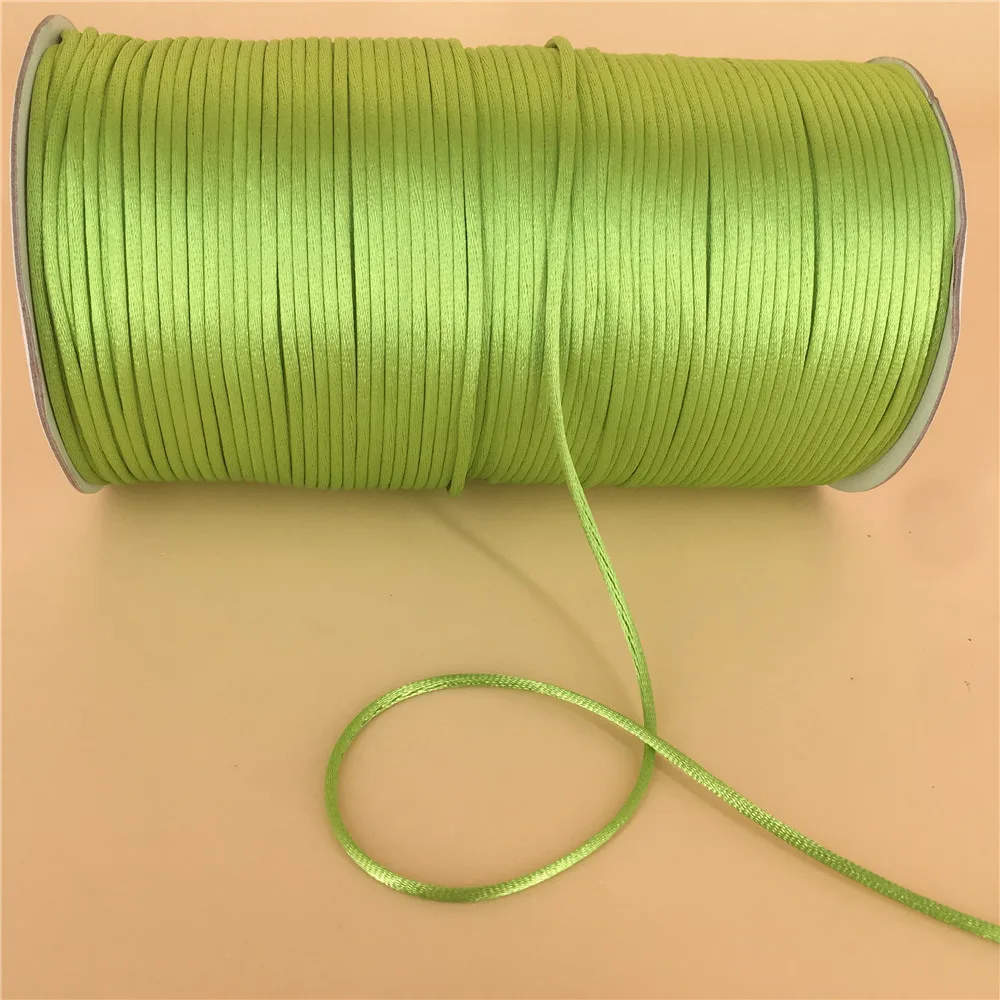 Satin Cord 2mm Colours Green Chinese Knot Rattail Satin Cord Braided String Jewelry Findings Beading Rope 20Meters Lot