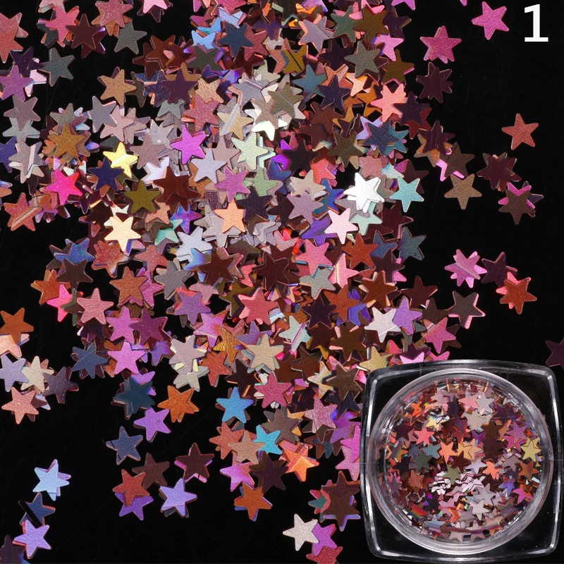 

12 box 1 set Colorful Holographic Laser Stars Shape Chunky Glitter For Nails Art DIY Body Face Sequins Flakes Sticker Decoration