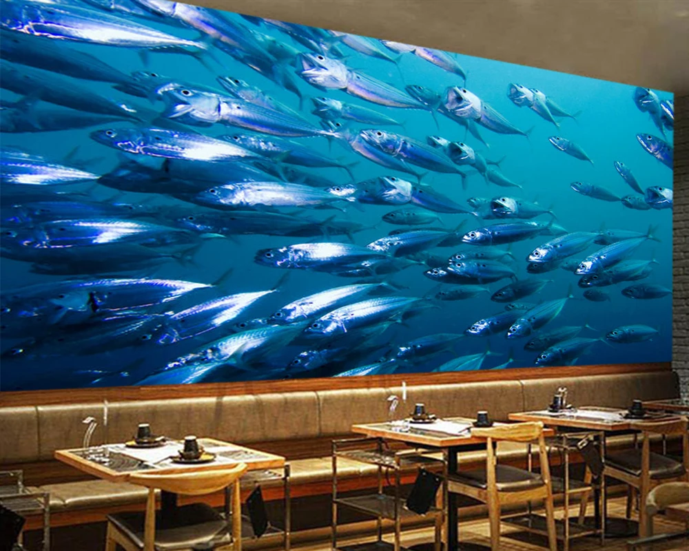 Alarge количество рыб в море 3d обои papel де parede, гостиная диван ТВ стены спальни Ресторан барная Фреска