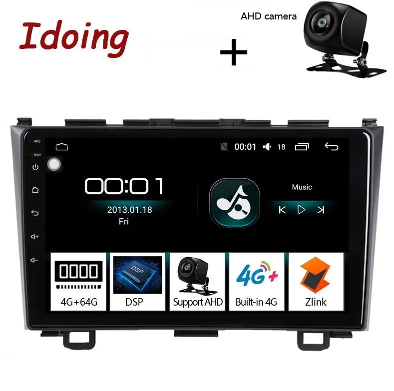 Idoing " 4G+ 64G Восьмиядерный автомобильный Android 8,1 Радио мультимедийный плеер для Honda CR-V 2006-2011 2.5D ips DSP gps навигация ГЛОНАСС - Цвет: with ADH Camera