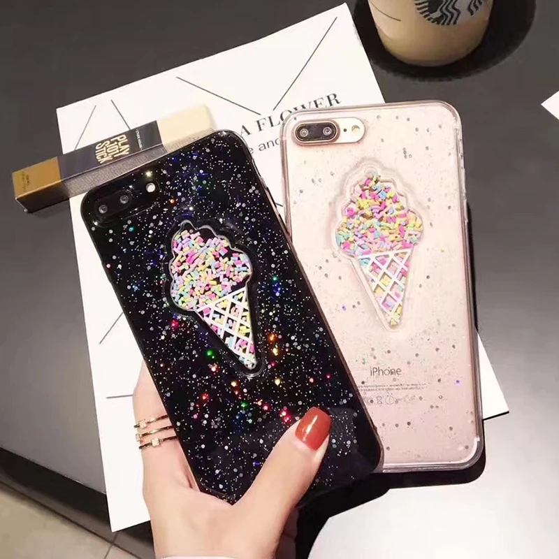 3D Dynamic Ice Cream Phone Case For iphone X Case Fashion Glitter Bling Back Cover Lovely Cartoon Cases For iphone X 10 Capa (14)