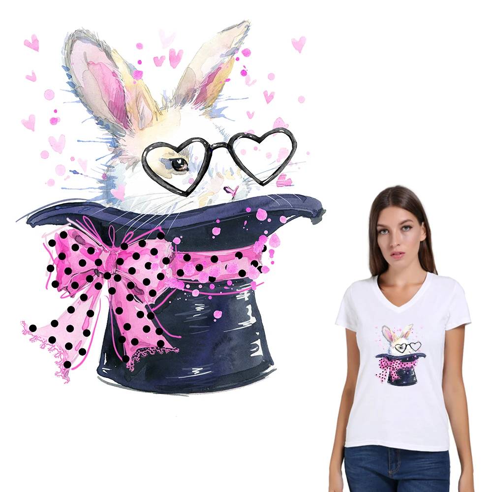 

Cute Bunny Iron on Garment Stickers T-Shirt Diy Decoration A-Level Washable 2018 New Parches Ropa Applique on Clothes Gifts