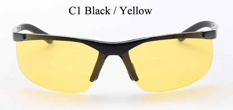 Ночное видение очки Для мужчин поляризованных солнцезащитных очков Брендовая Дизайнерская обувь оттенков с металлической пружины шарнира алюминия и магния солнцезащитные очки мужской - Цвет линз: C1
