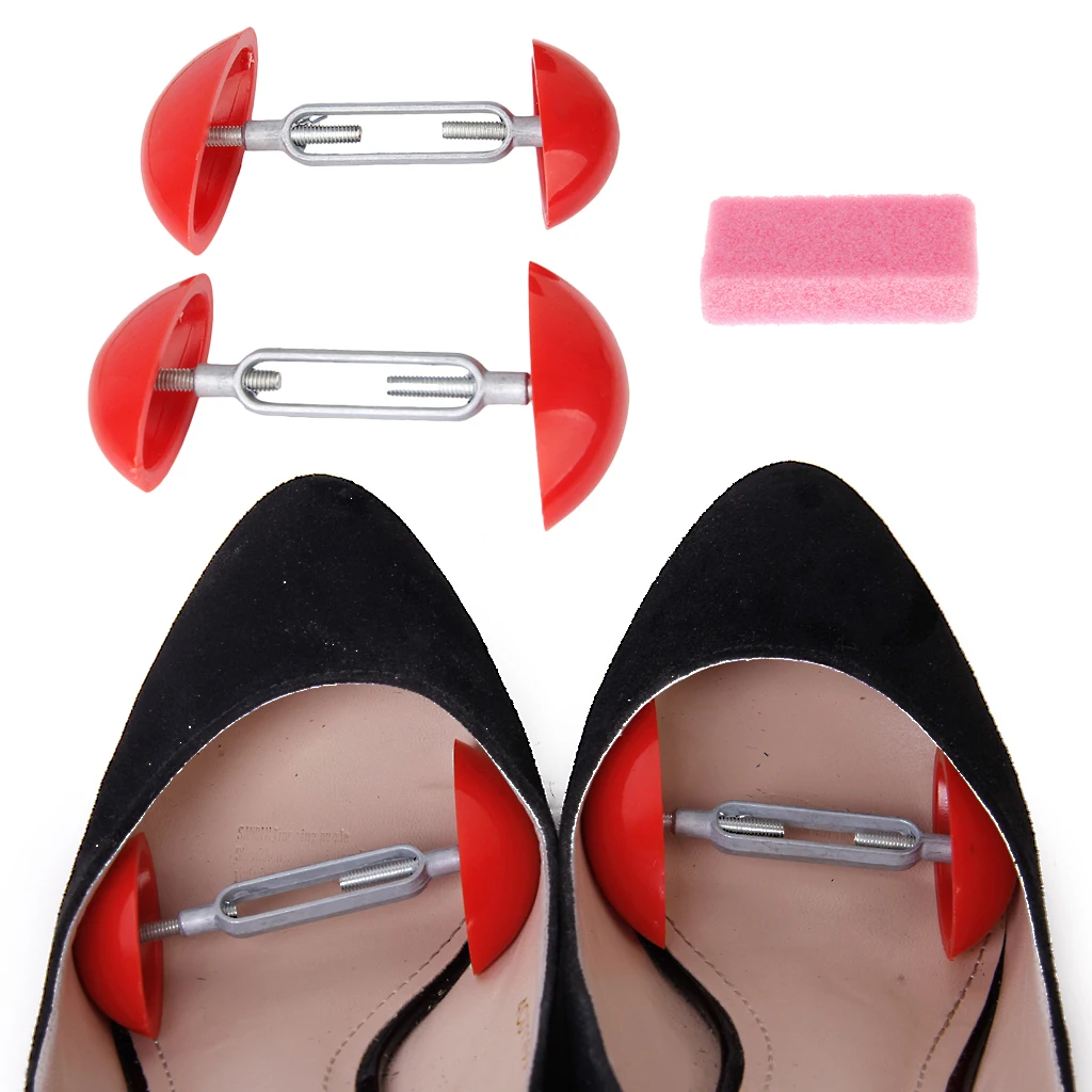 

One Set Mini Shoe Stretchers Shoe Trees Dhoes Tree Shapers Extenders + Portable Foot Callus Remover Shoe Accessories for Shoes