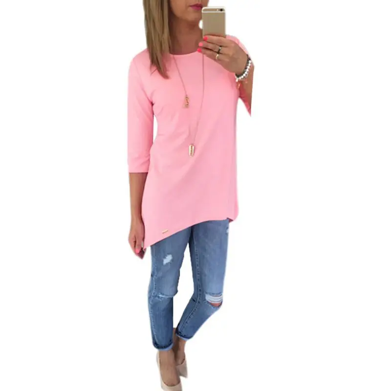 

Women Three-quarter Sleeves Long Blouse Shirt Ladies Tops Blusas Beach Shirts For Women