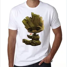 Men Women Fashion Funny Guardians of the Galaxy Groot Adult t shirt Short Sleeve Cotton T Shirt Top Tees