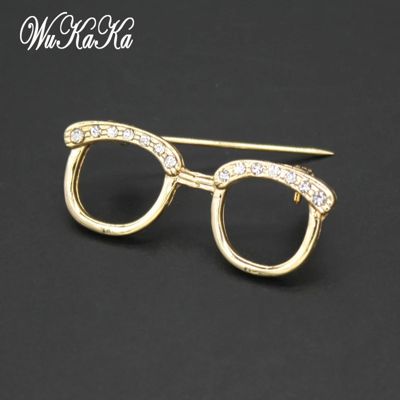 

Wukaka 2018 Fashion Sunglasses Crystal Creative Brooches for Girl Woman Enamel Pins Glass Brooch