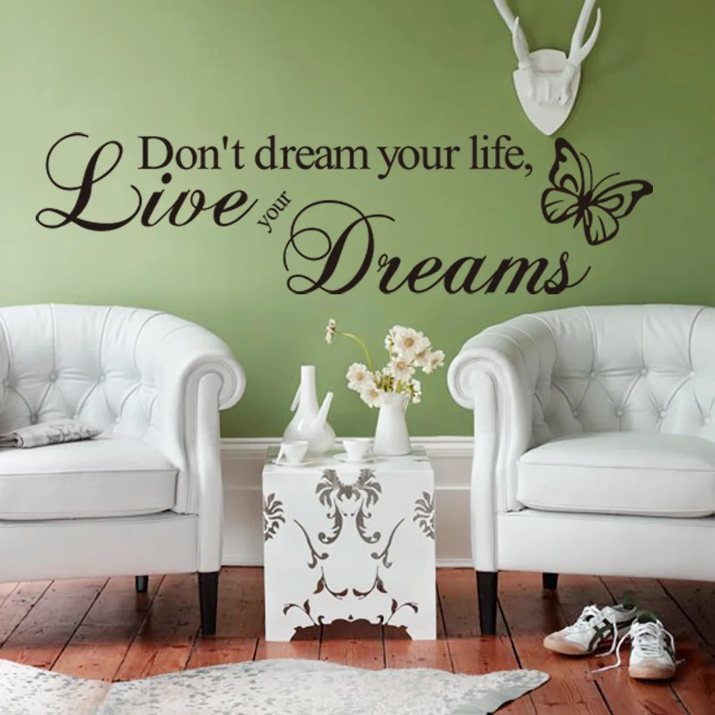 Don t Dream Your Life Quotes Wall Stickers Removable Living Room Poster Vinyl Decoration Decal Window Home Decor Wallpaper Mural in Hair Clips & Pins from