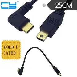 USB 3,1 90 DegreHost OTG Тип C для mini USB B Мужской Кабель-адаптер для мобильных жесткий концентратора Камера для Macbook и Google Chromebook