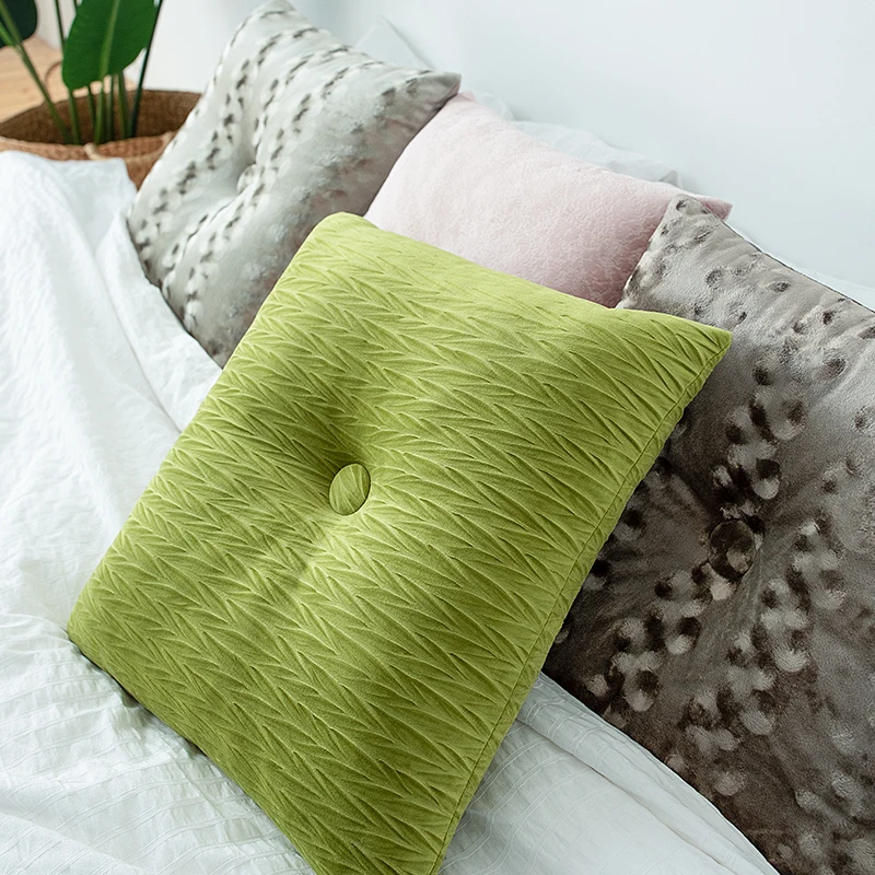

43*43cm embossed velvet back cushion plush waist cushion lumba pillow winter chair stool mat throw pillow tatami mat