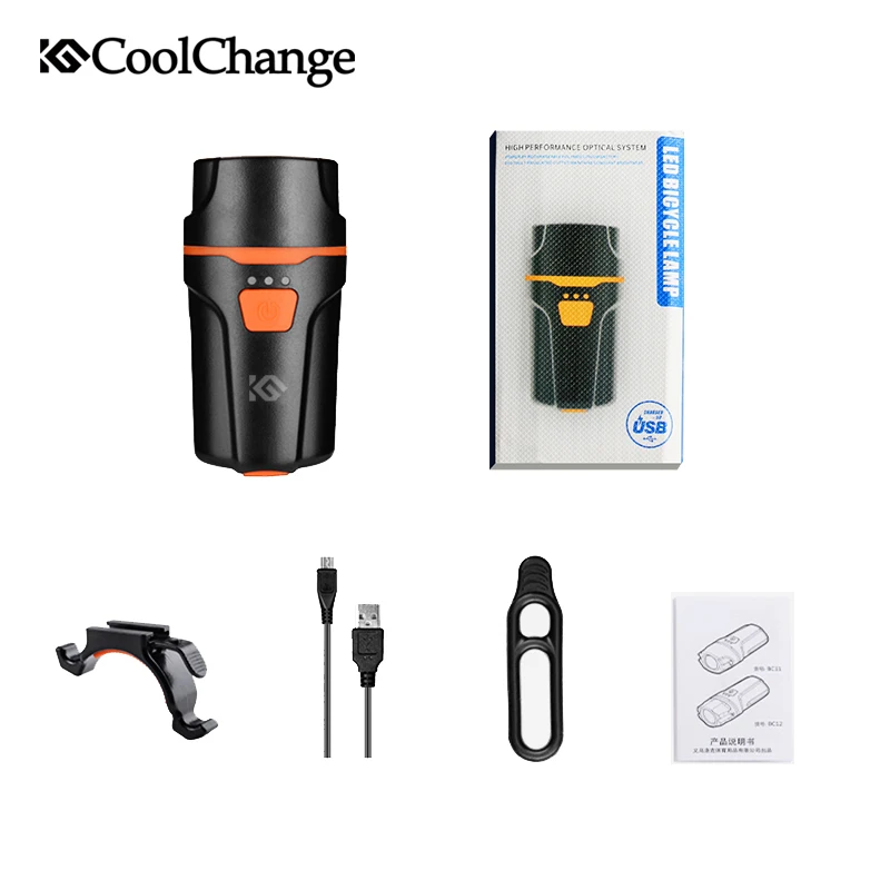 Flash Deal 2017 CoolChange Bicycle Light Waterproof USB Rechargeable T6 LED Bike Light Warning Flashlight Built-in Battery 1200mAh 6 Modes 5
