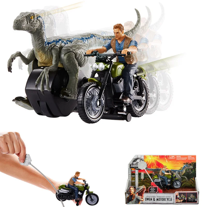 

New Year Dinosaur Motor Car Velociraptor Blue Owen Movie Figure Wind Up Birthday Toys for Boys Children Fallen Kingdom