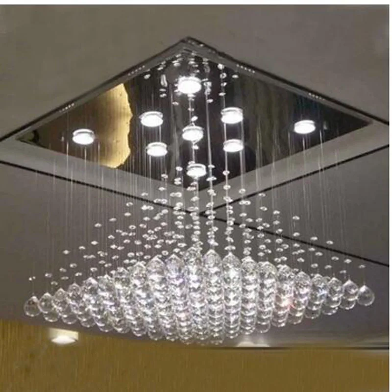 

L Rectangular Crystal Living Room Light Suspension Light Pyramid Square Ceiling Light Creative Atmosphere Restaurant Lights LED