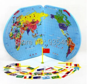 

Special Preschool children Tong Yizhi world map flags inserted wooden jigsaw puzzle assembled three-dimensional toys No.