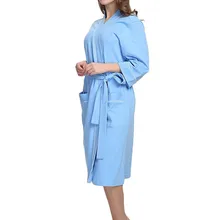 Супер гладкий сенсорный сексуальный пижамы Модные женские летние однотонные хлопковые пижамы Ночная рубашка халат с поясом 6,19