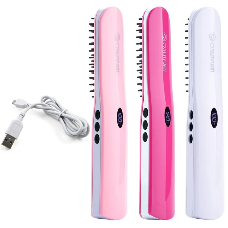 

2018 professional wireless rechargeble PTC heater straightener brush Styling Tools Professional Hair Straightener